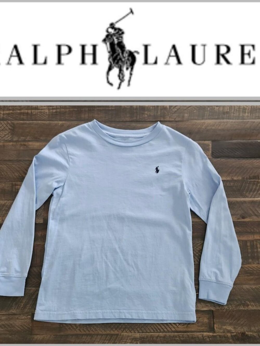 NWOT Ralph Lauren baby blue long sleeve t-shirt dark blue little pony boys size
